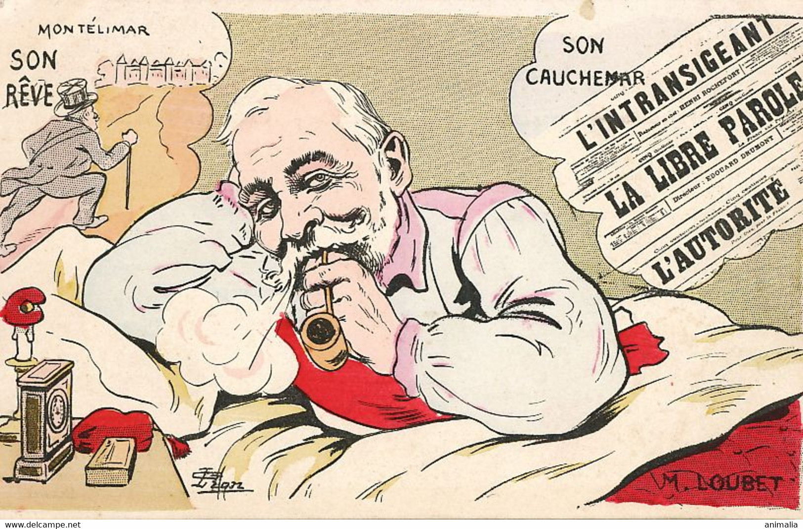 G. Lion Caricature Loubet Montelimar Pipe Allumettes Matches  Presse Libre Parole Intransigeant Autorité - Lion