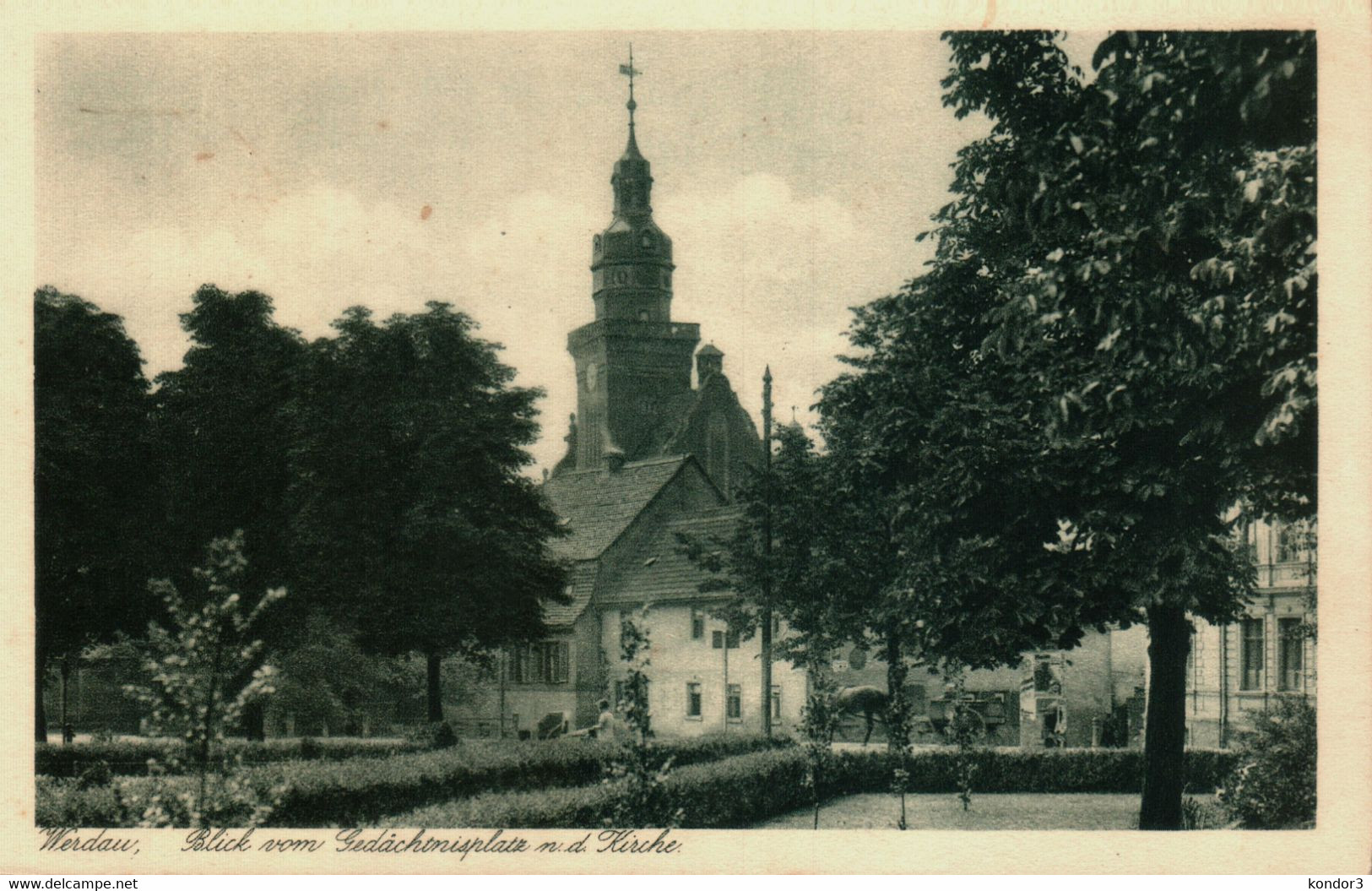 Werdau. Blick Vom Gedächtnisplatz Und Kirche - Werdau