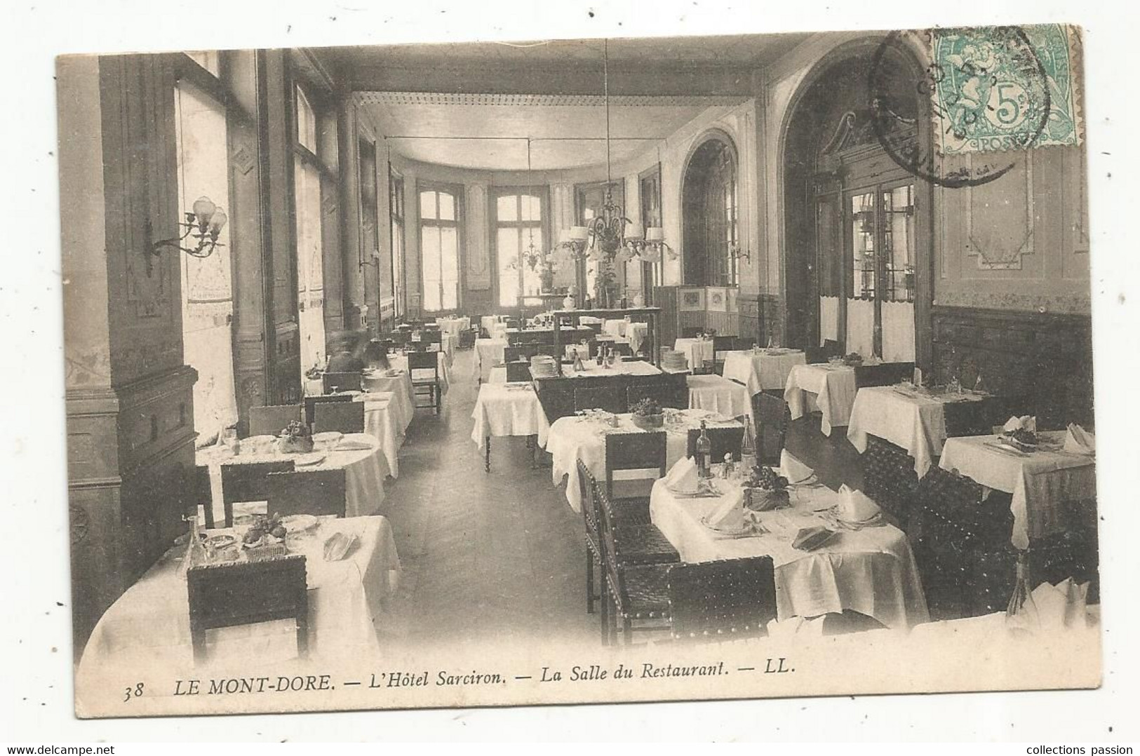 Cp , L'Hôtel SARCIRON , La Salle Du Restaurant , 63, Le MONT DORE , Voyagée 1906 - Hotels & Restaurants