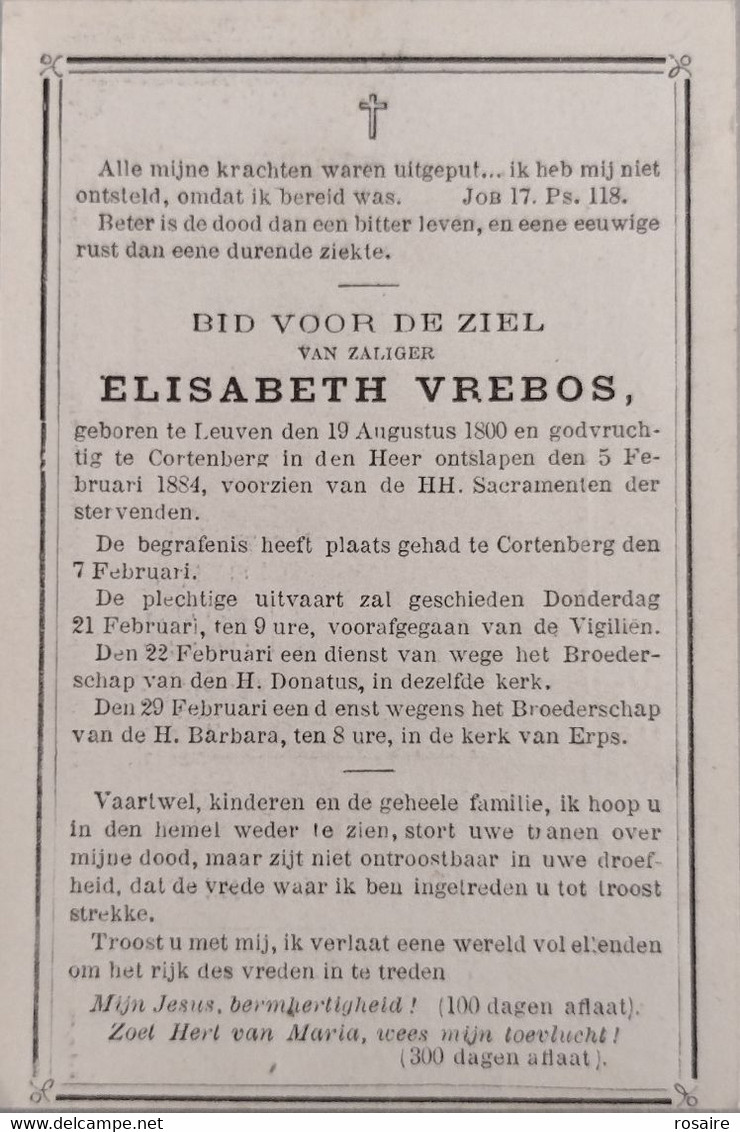 Elisabeth Vrebos-leuven 1800-cortenberg 1884 - Images Religieuses