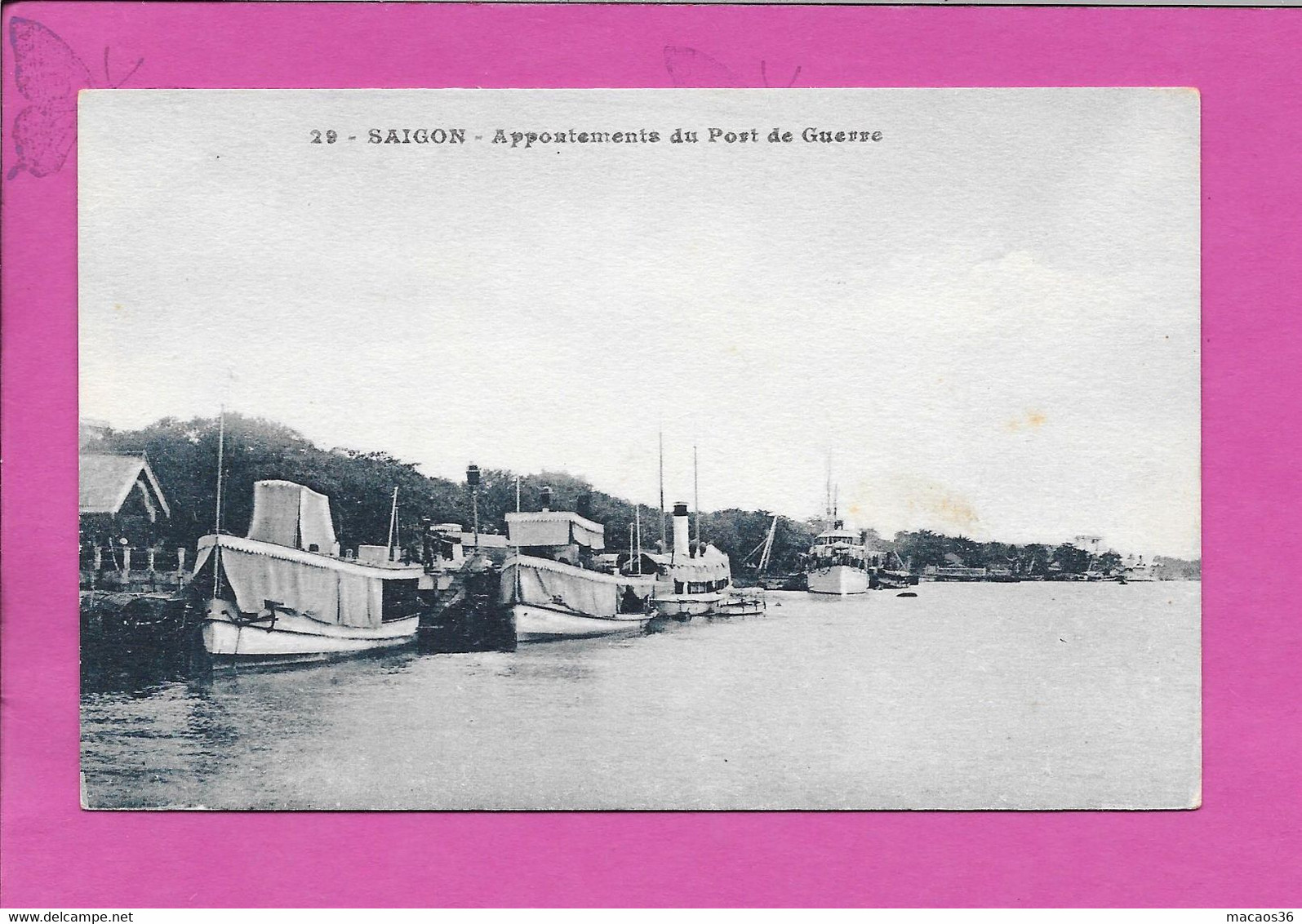 ❤ Hanoï Saïgon Appontement Du Port De Guerre Bateau Navire Marine Militaire CPA Ancienne Colonie Française Indochine - Vietnam