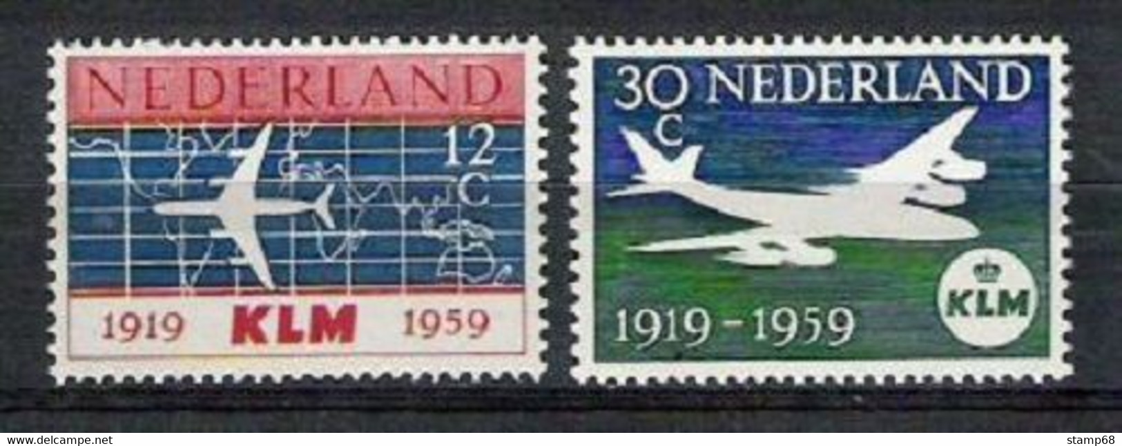 Nederland NVPH 729-30 Serie 40 Jaar KLM 1959 MNH Postfris Vliegtuigen Airplanes - Neufs