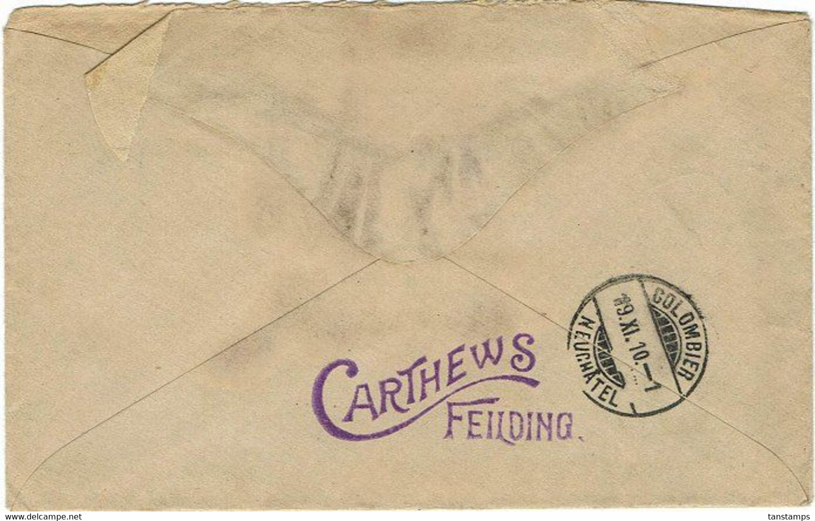 NEW ZEALAND - SWITZERLAND 1910 2.1/2D WAKATIPU COVER - Briefe U. Dokumente