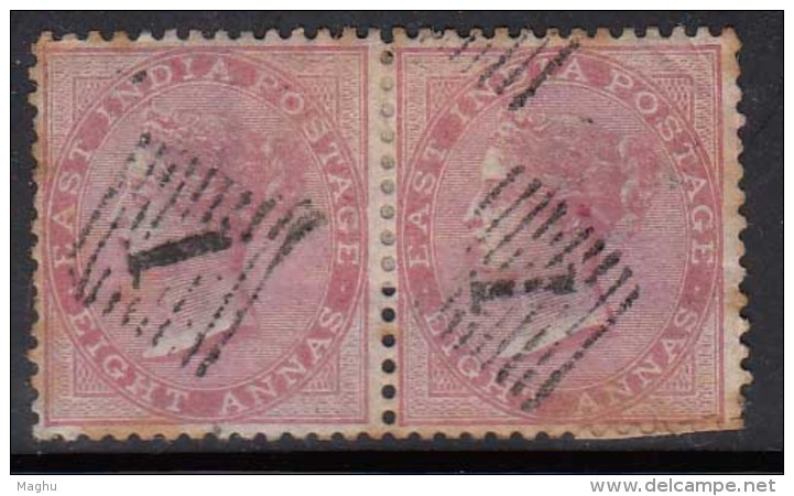 8as Pair, British East India Used 1865, Elephant Watermark, Eight Annas Type 4 Renouf / Cooper Early Indian Cancellation - 1854 Britse Indische Compagnie