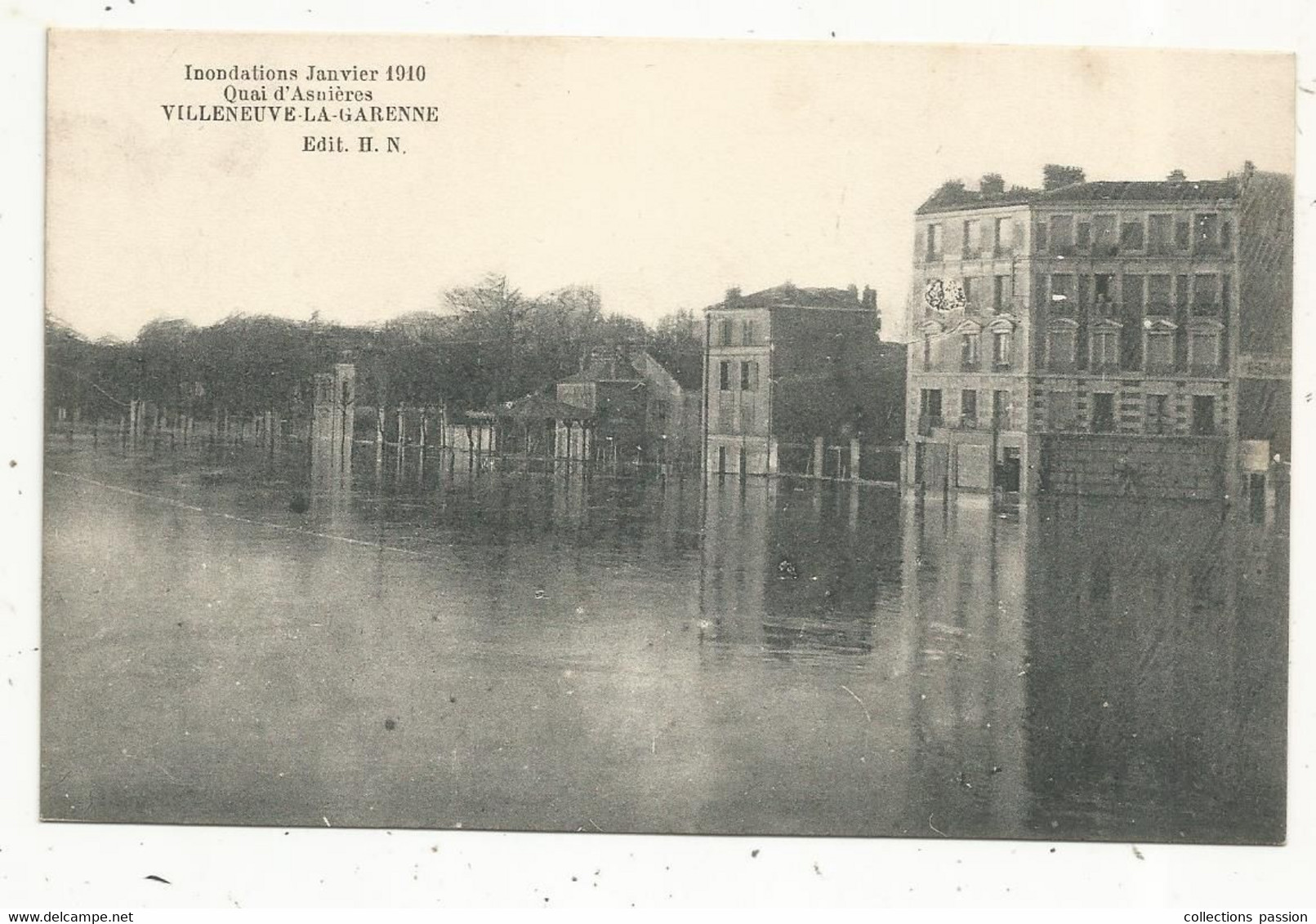 Cp , 92 ,  VILLENEUVE LA GARENNE , Inondations ,1910, Quai D'ASNIERES ,  Vierge - Villeneuve La Garenne