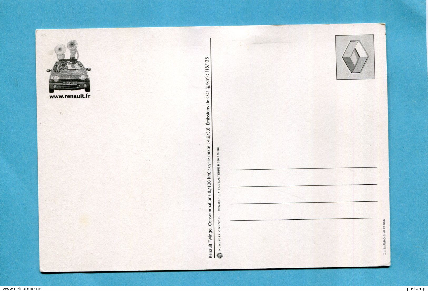 Oeudi Entier Postal-AUTO RENAULT TWINGO--années 80 édition - Private Stationery