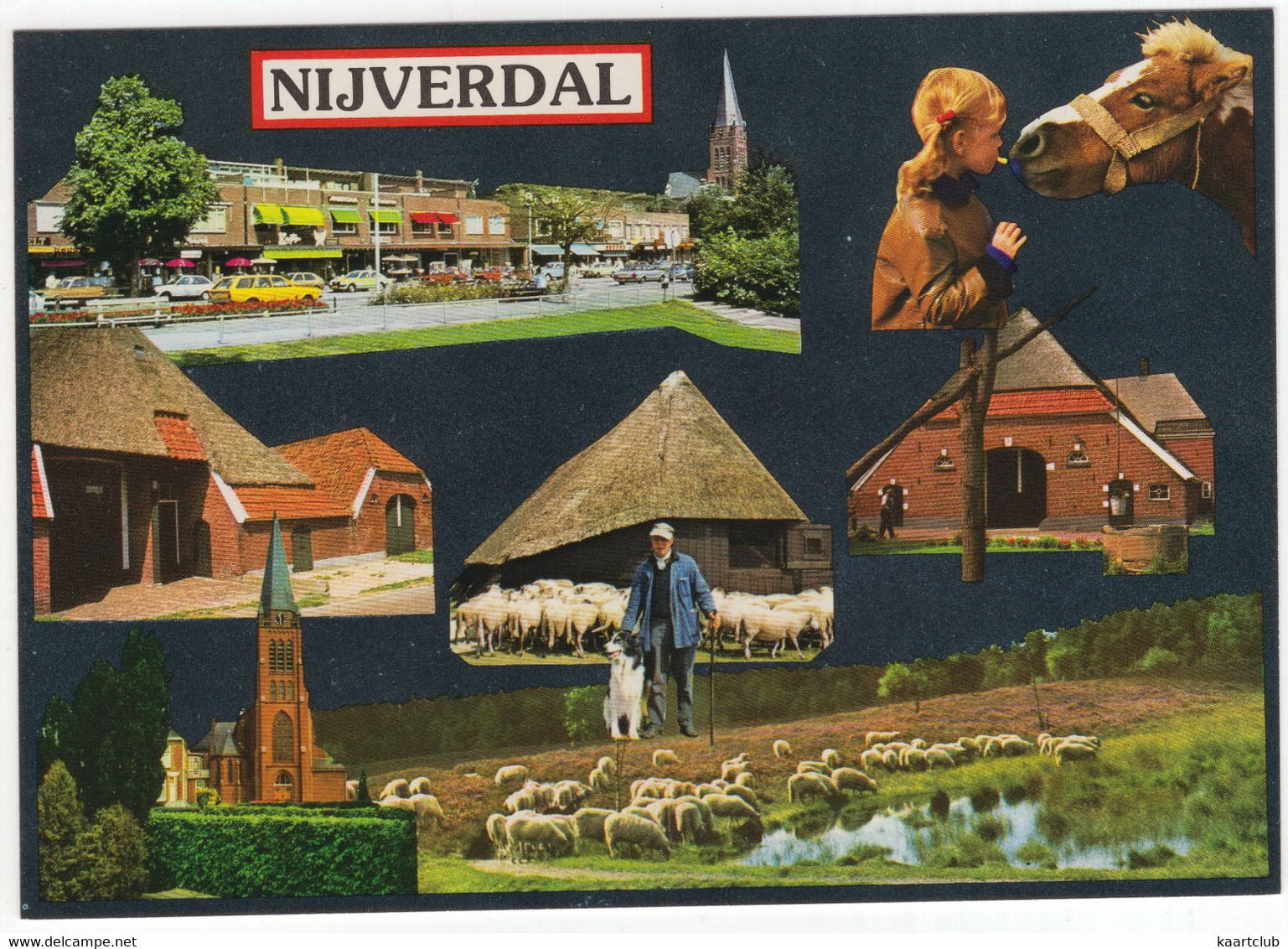 Nijverdal - (Nederland) - Auto's, Schaapskudde, Hond, Kerk, Paard E.d. - Nr. L 7490 - Nijverdal