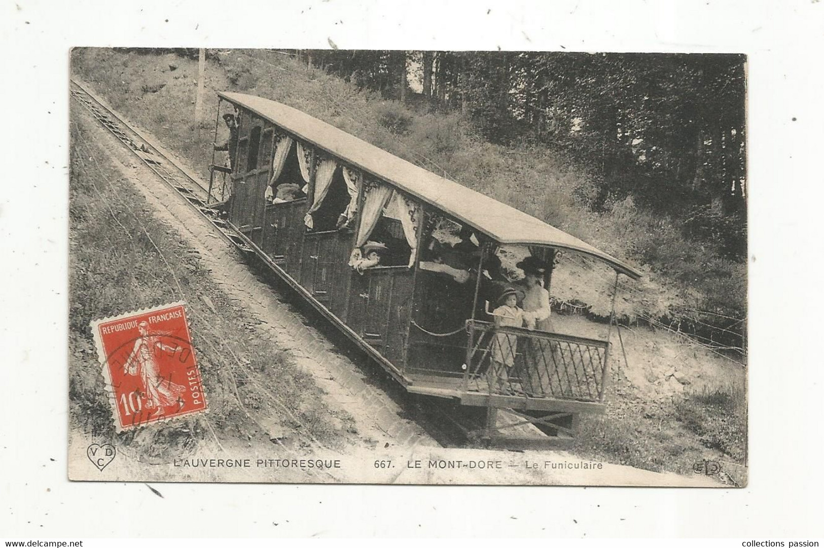 Cp , Chemins De Fer , Le Funiculaire  , 63, Le MONT DORE , Voyagée 1914 - Seilbahnen