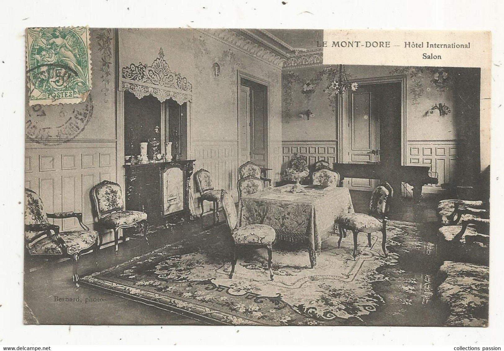 Cp ,  HÔTEL INTERNATIONAL , Salon  , 63, Le MONT DORE , Voyagée 1907 - Hotels & Gaststätten