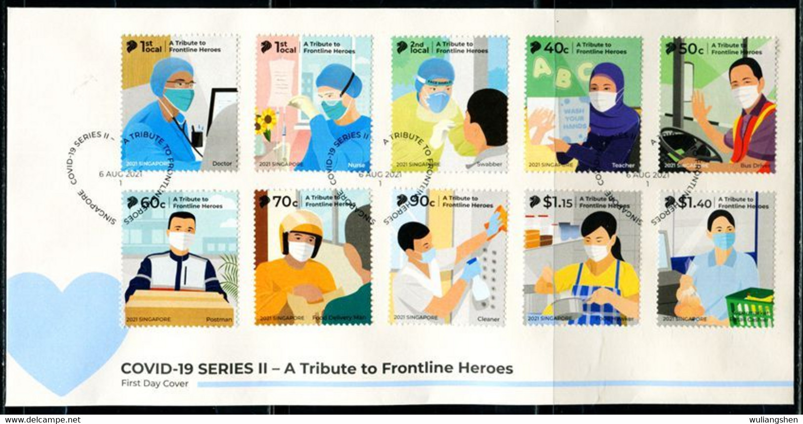 FP2920 Singapore 2021 Pays Tribute To The Heroes Who Fought Against The New Crown Epidemic 2FDC - Singapore (1959-...)