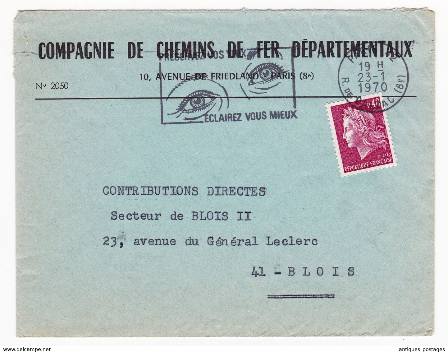 Lettre Compagnie De Chemins De Fer Départementaux Avenue De Friedland Paris Train Blois Loir Et Cher - Lettres & Documents