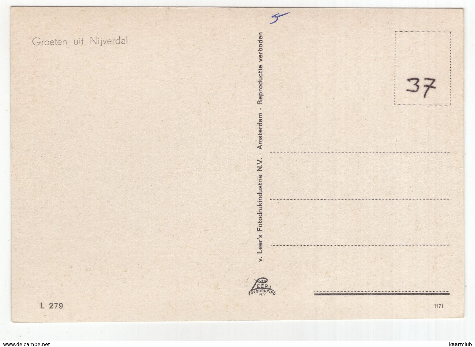 Groeten Uit Nijverdal - Rietgekapt Boerderijtje - (Nederland) - Nr. L 279 - Nijverdal