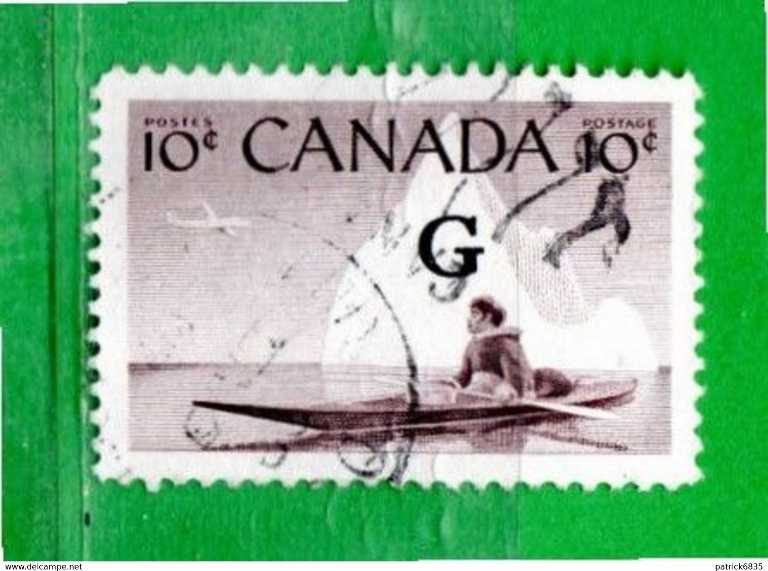 (Us.2) CANADA ° - 1955 - Chasseur Esquimau En Kayak. Yvert. 278. G. Surchaegé.Usato. Come Scansione. - Gebraucht