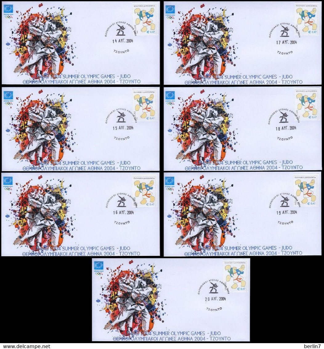 Athens 2004 Summer Olympic Games Judo All Days Of The Game Postmarks. - Summer 2004: Athens