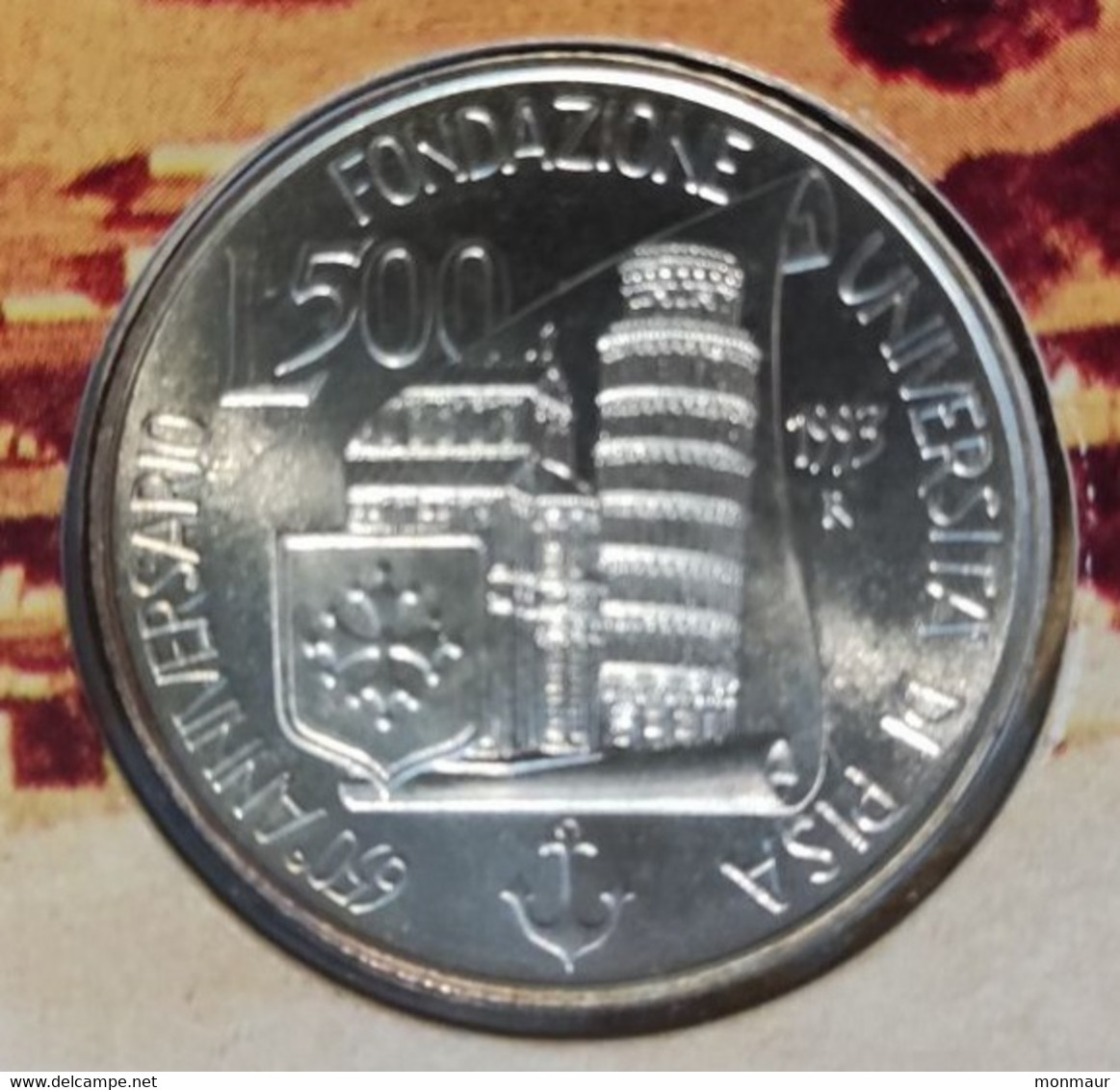 ITALIA 1993  UNIVERSITA' DI PISA 650° ANNIVERSARIO DELL'ISTITUZIONE LIRE 500 - Commemorative