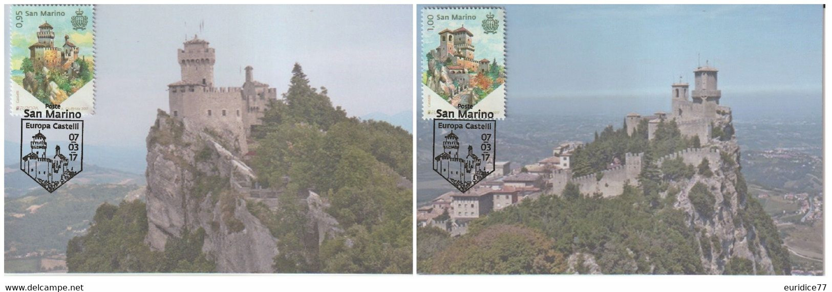 San Marino 2017 - Europa Castles Carte Maximum Set - Usados