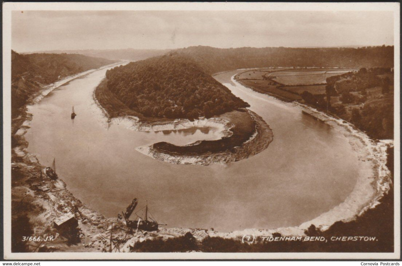 Tidenham Bend, Chepstow, Monmouthshire, 1934 -  Valentine's RP Postcard - Monmouthshire