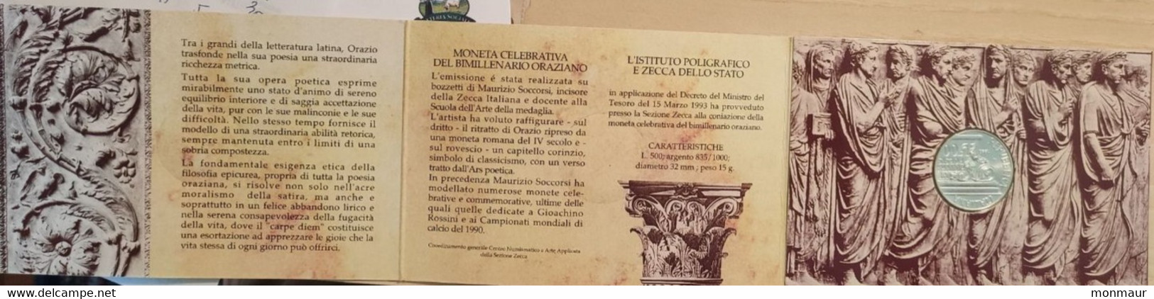 ITALIA 1993 BIMILLENARIO ORAZIANO LIRE 500 - Commémoratives