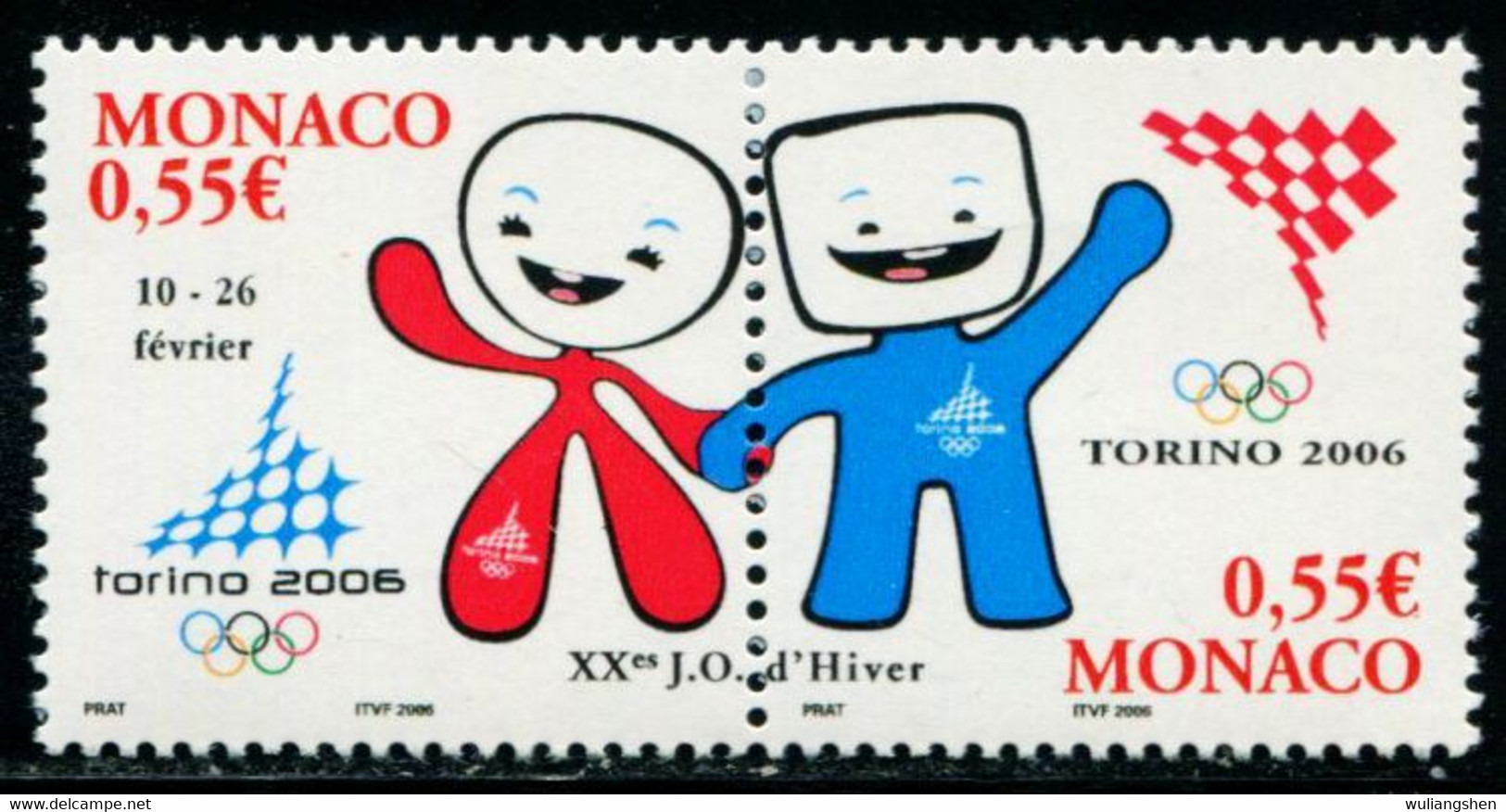 AT5338 Monaco 2006 Torino Winter Olympics Mascot 2V MNH - Winter 2006: Torino