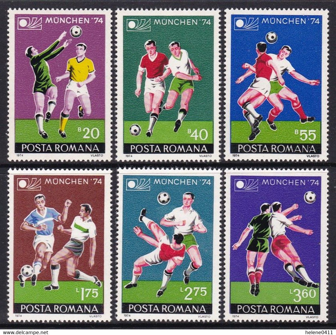 SERIE NEUVE DE ROUMANIE - COUPE DU MONDE DE FOOTBALL 1974 A MUNICH N° Y&T 2846 A 2851 - 1974 – West Germany