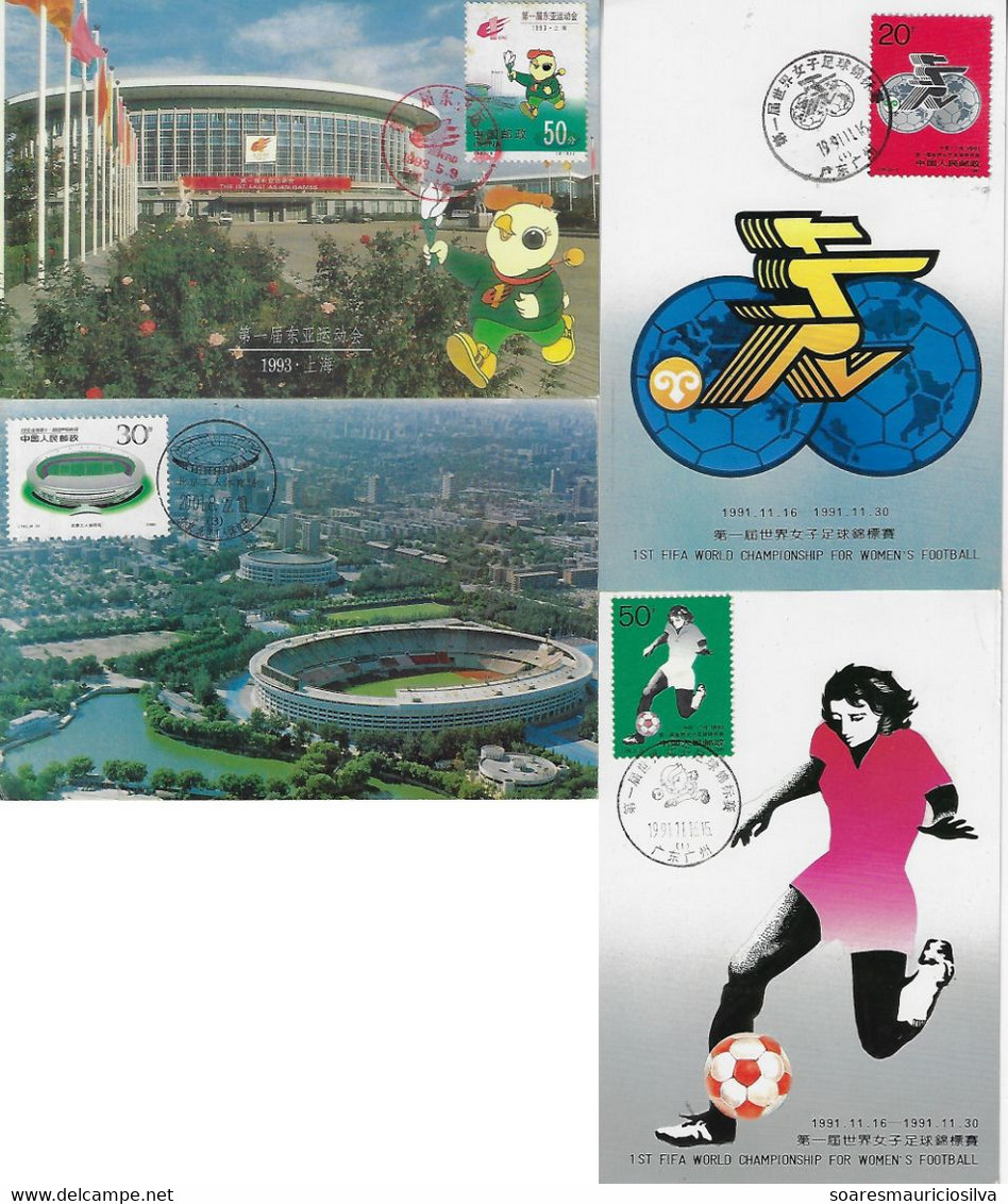 China 1989 / 1993 4 Maximum Card Sport Soccer Stadium - Otros & Sin Clasificación