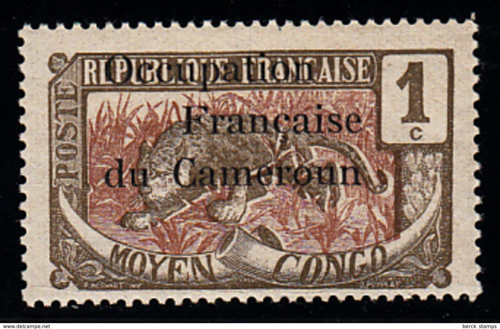 CAMEROUN - N°  53** - 1c Gris-olive Et Brun - SURCHARGE " OCCUPATION FRANCAISE DU CAMEROUN " (gomme Coloniale). - Unused Stamps