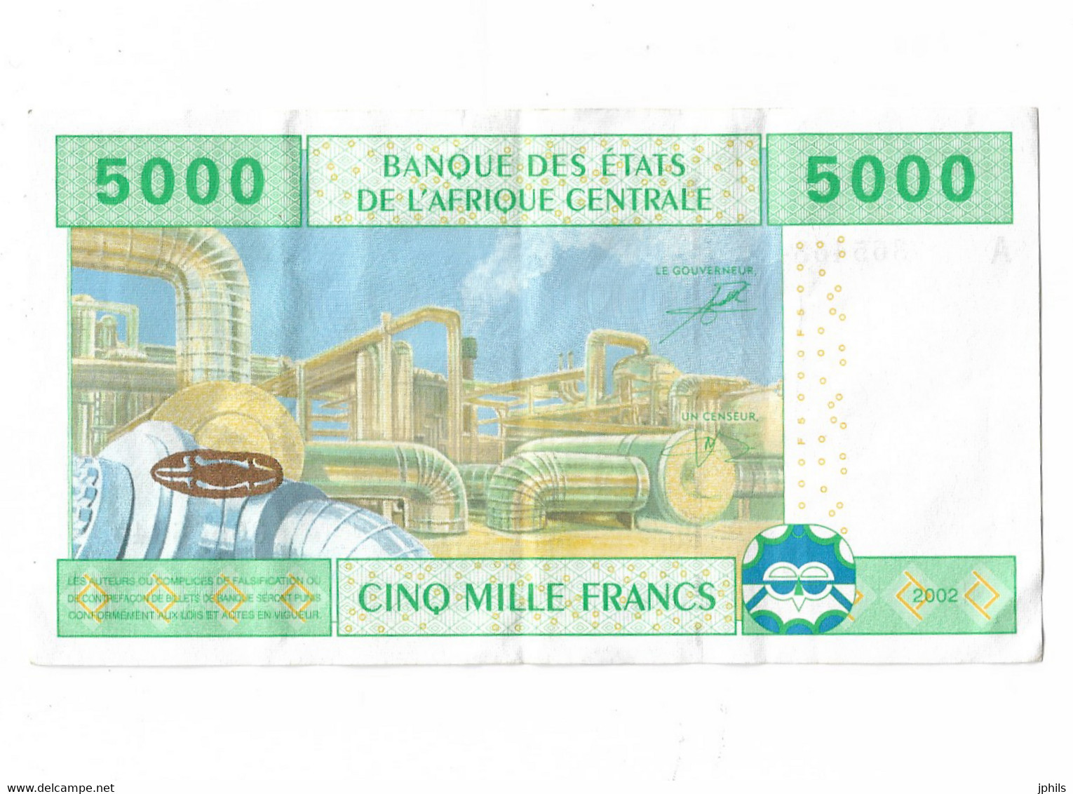 GABON BANQUE DES ETATS DE L'AFRIQUE CENTRALE 5000 FRANCS Série A - Gabun