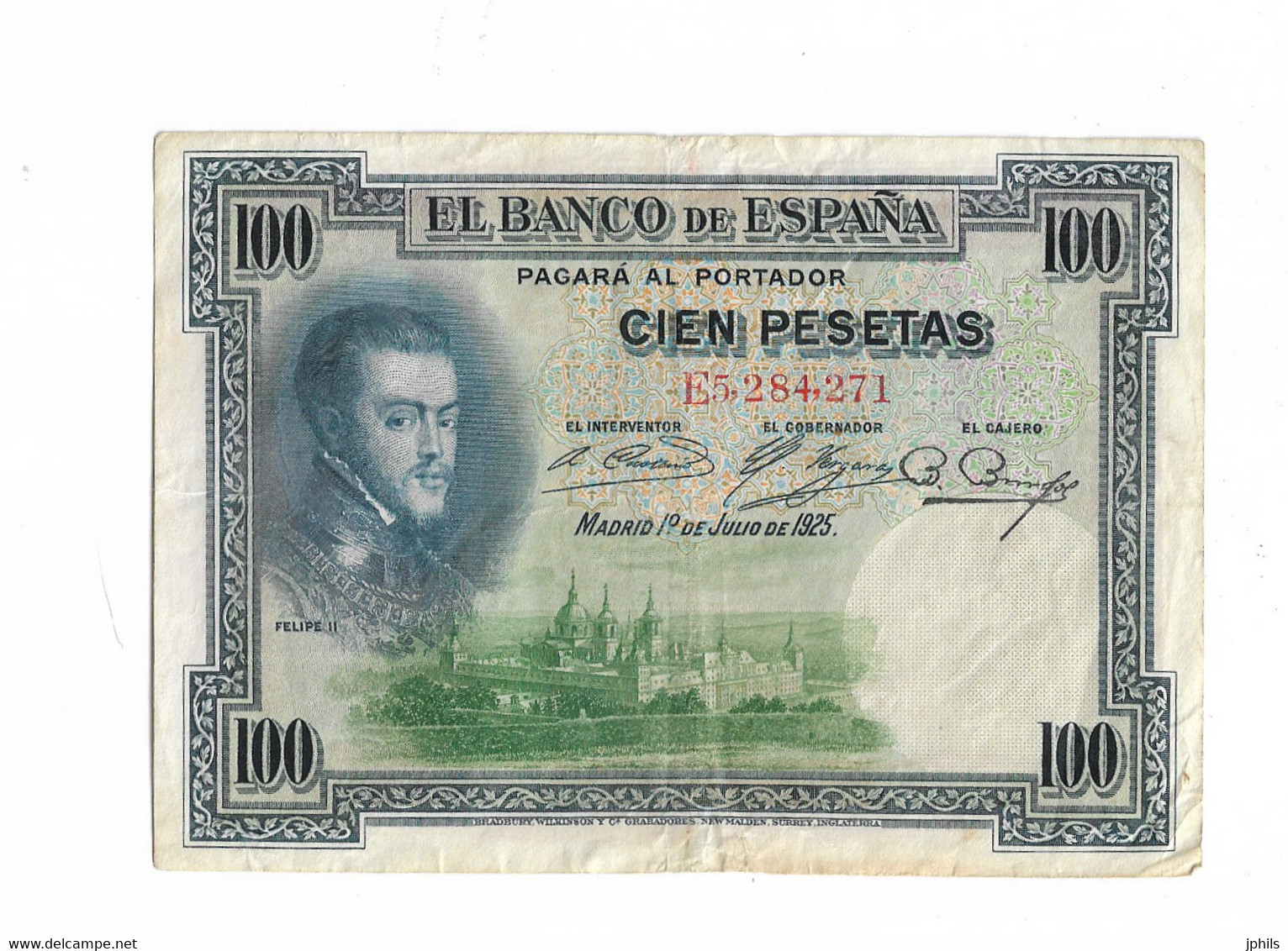 ESPAGNE 100 PESETAS FELIPE II 1925 - 100 Peseten