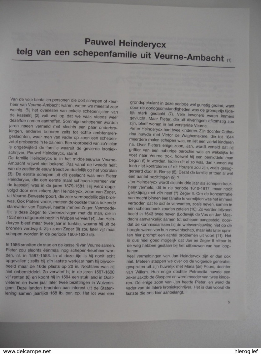 WESTHOEK Pauwel Heinderyck En Het Veurne Ambacht In De 17e Eeuw : Schepenfamilie / Kasselrij / Rederijkers / Bouwkunde - Histoire