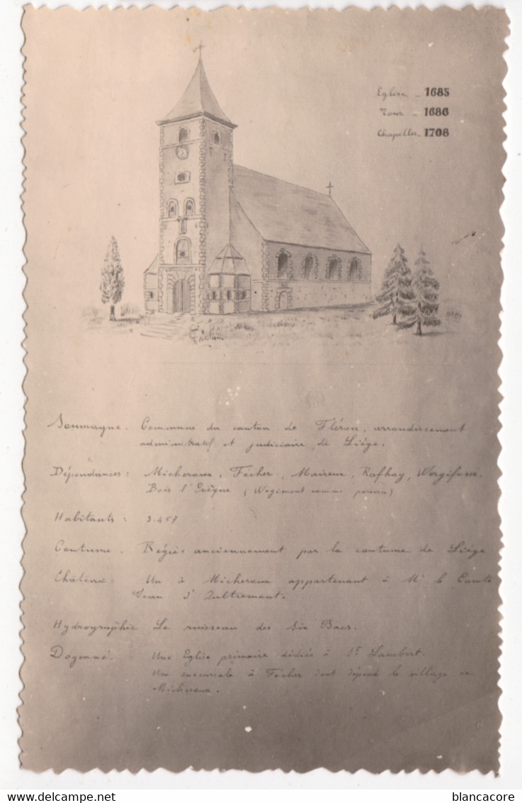 Soumagne église St Lambert  Carte Photo Avec Explications Vers 1920 - Soumagne
