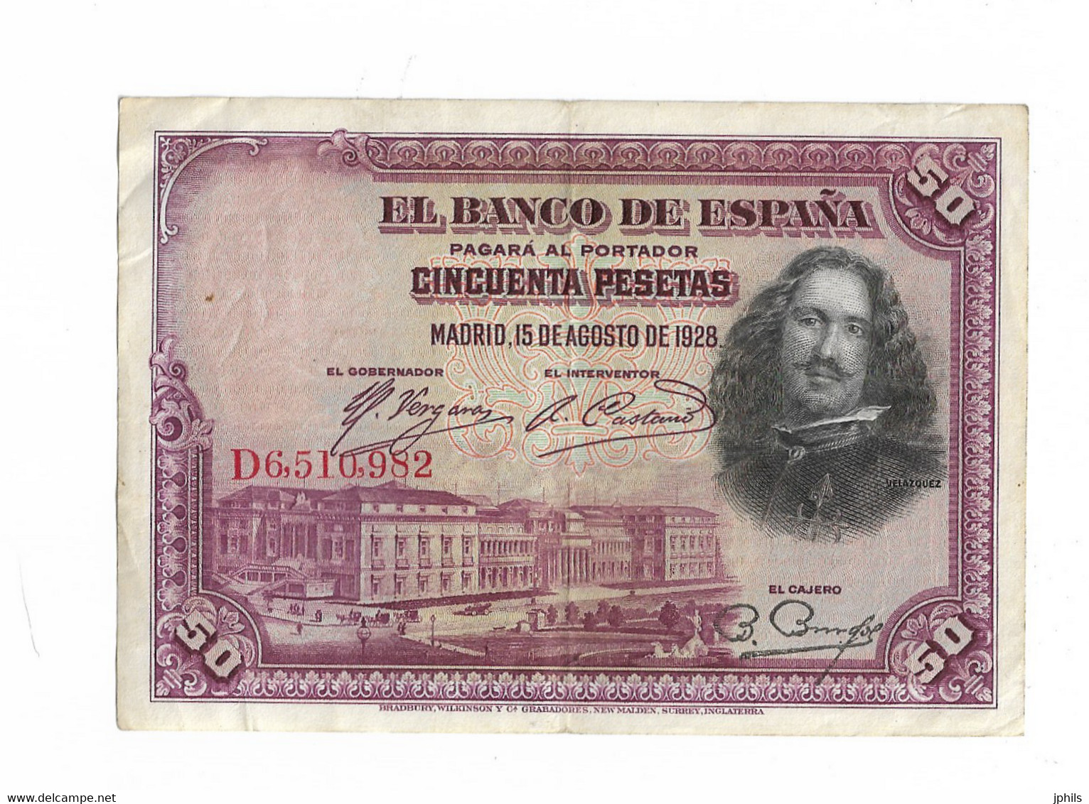 ESPAGNE 50 PESETAS 1928 VELAZQUEZ - 50 Pesetas
