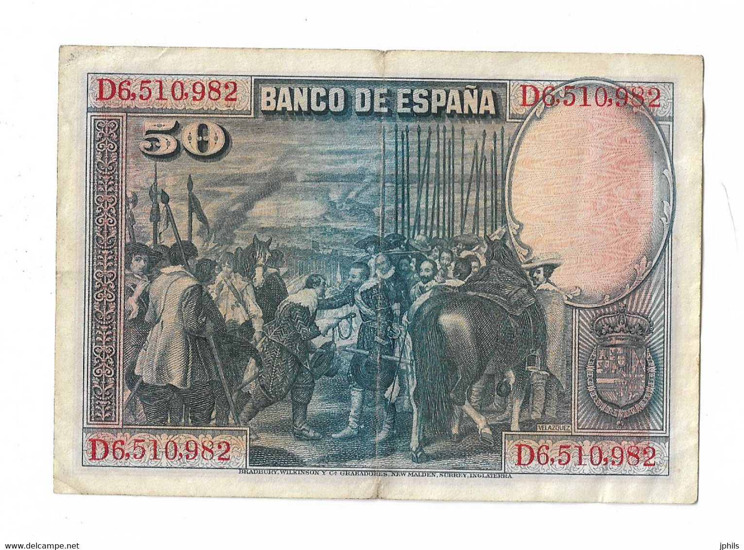 ESPAGNE 50 PESETAS 1928 VELAZQUEZ - 50 Peseten