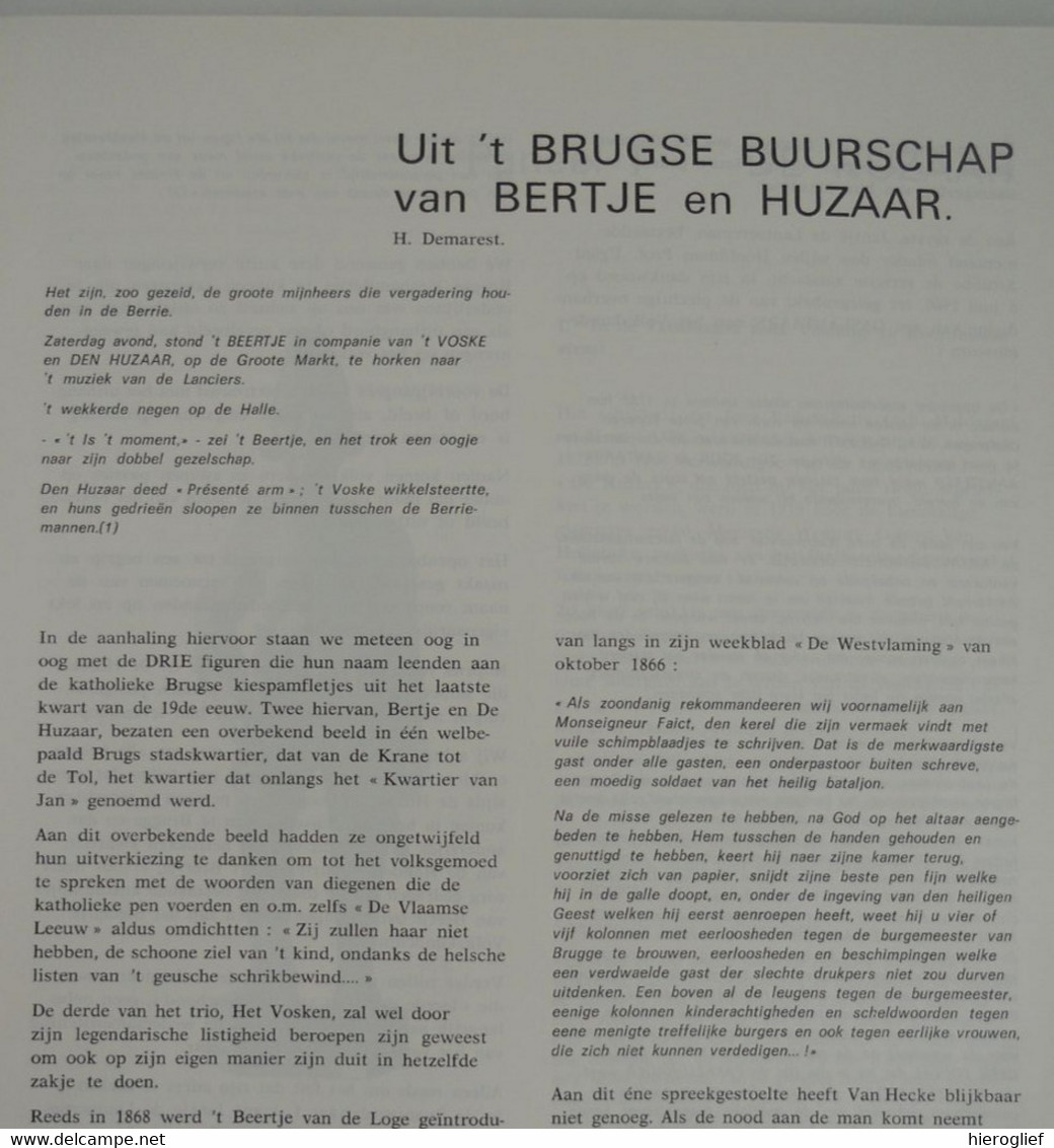 Uit 't Brugse Buurschap Van BERTJE En HUZAAR Door H. Demarest Brugge 't Beertje Van De Loge Poortersloge - Histoire