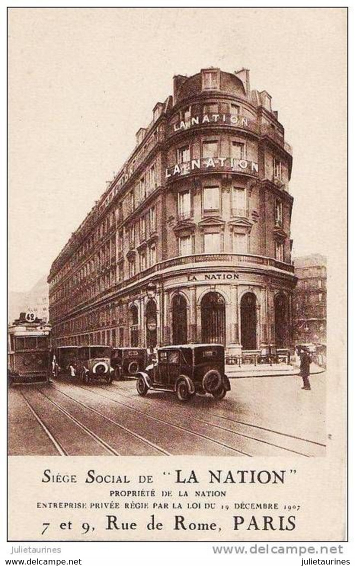 75 PARIS LA NATION RUE DE ROME AVEC TRAMWAY ET VOITURE CPA BON ETAT - Flugwesen