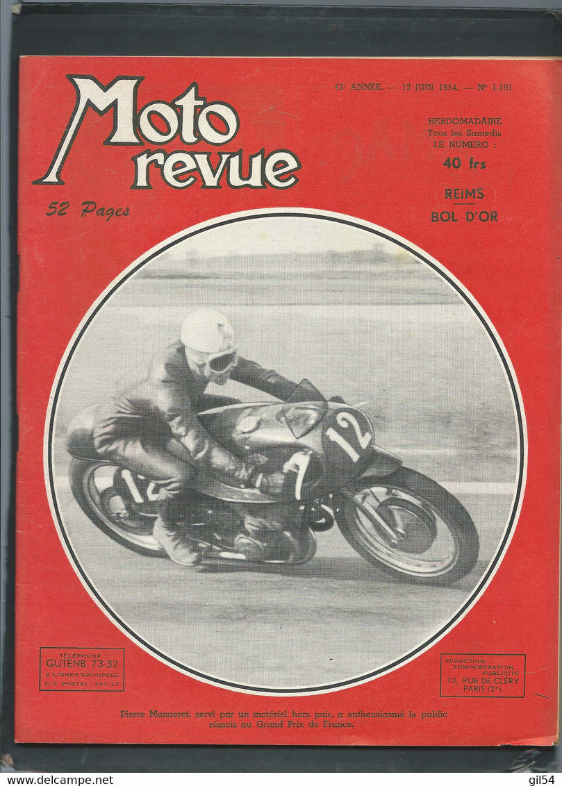 Moto Revue - 42 Année  - N°  1191 -  12/06/1954 -  Reims  Bol D'or    - Moto30 - Moto