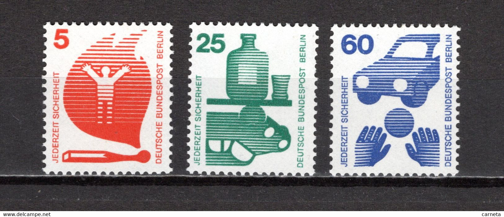 ALLEMAGNE BERLIN N° 378 à 380 AVEC NUMERO NOIR  NEUFS SANS CHARNIERE COTE  ? €  PREVENTION ROUTIERE - Roller Precancels