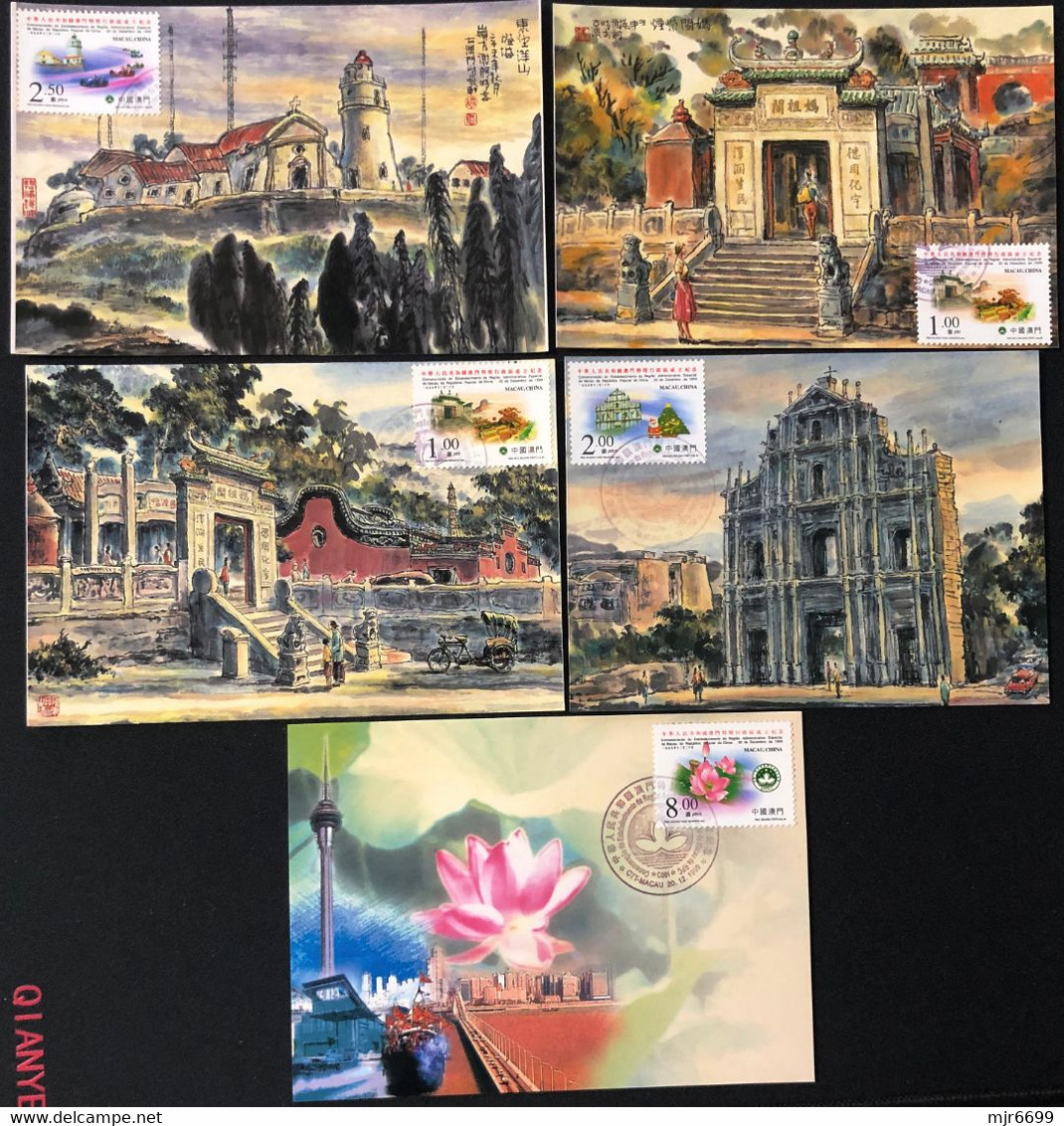 MACAU 1999 ESTABLISHMENT OF SPECIAL AD. REG. OF MACAU  MAX CARD X 5 - Tarjetas – Máxima