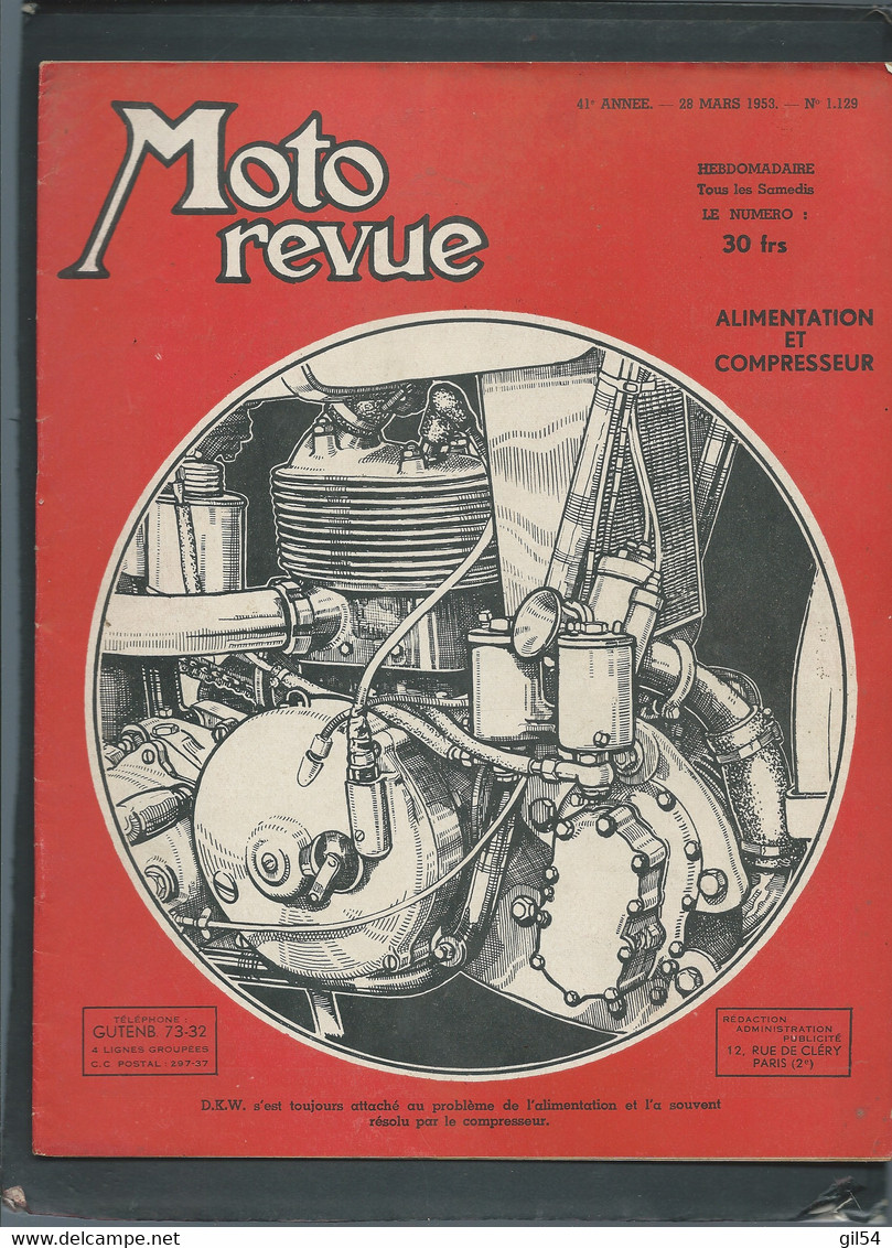 MOTO REVUE - 41è Année - 28/03/1953 - N°1129   - Alimentation Et Compresseur -    - Moto31 - Moto