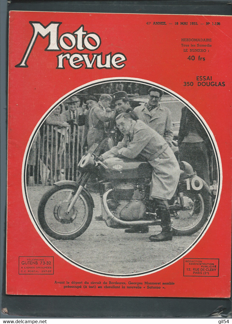 MOTO REVUE - 41è Année - 18/05/1953 - N°1136   - Essai 350 Douglas-    - Moto31 - Moto