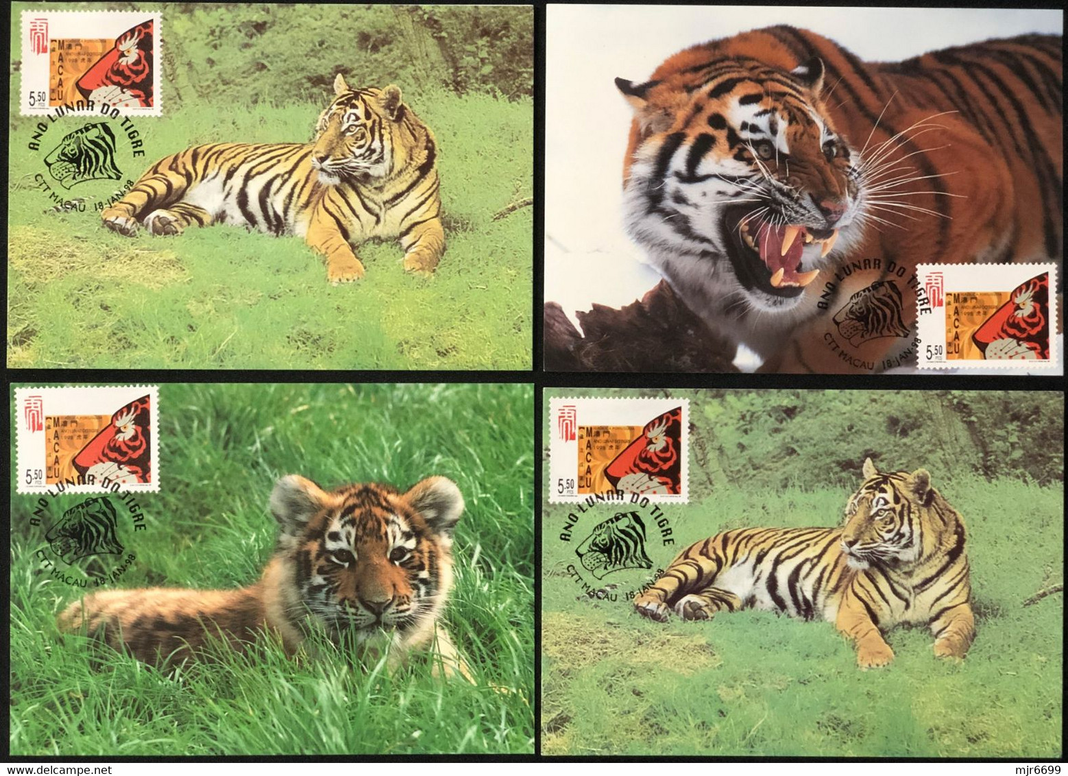 MACAU 1998 ZODIAC YEAR OF THE TIGER MAX CARD X 4 - 2 IS WWF CARDS - Tarjetas – Máxima