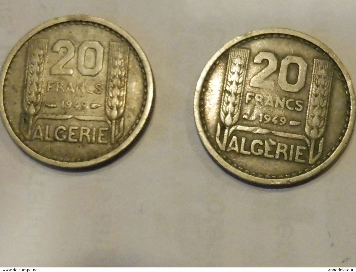 Lot De 3 Pièces De 20 Francs ALGERIE  (métal Nickel) Année 1949 (2 Unités) , Année 1956 (1 Unité)- Graveur Turin - Andere & Zonder Classificatie