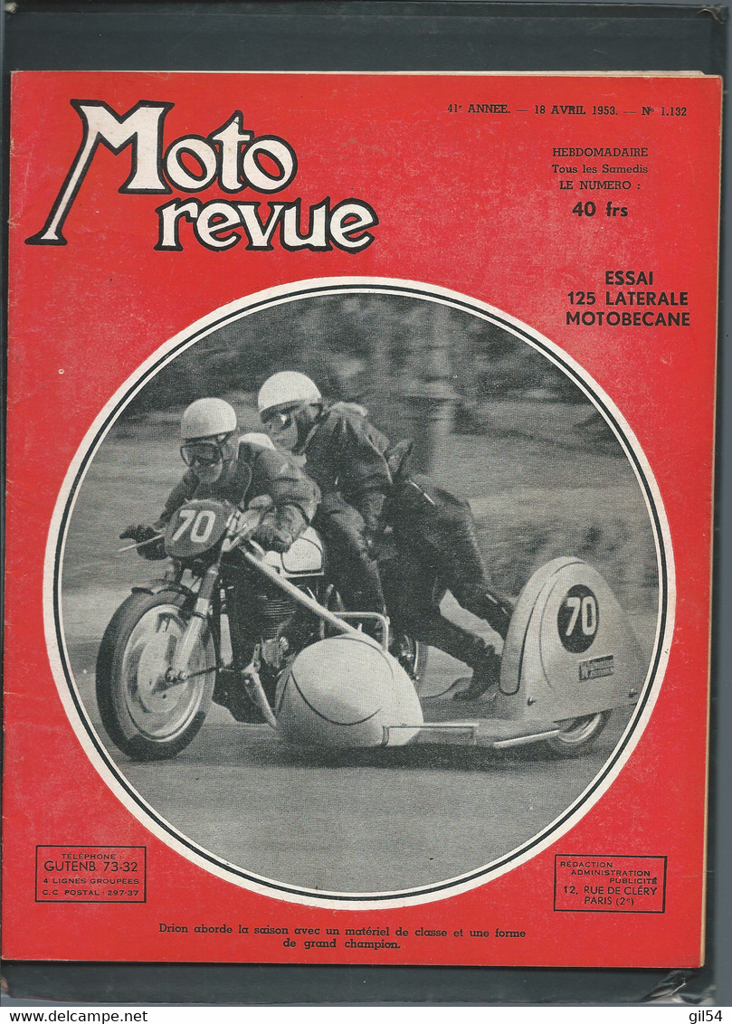 Moto Revue -  41 è Année - 18/04/1953 - N° 1132  - Essai 125 Latérale Motobécane    - Moto32 - Motorfietsen