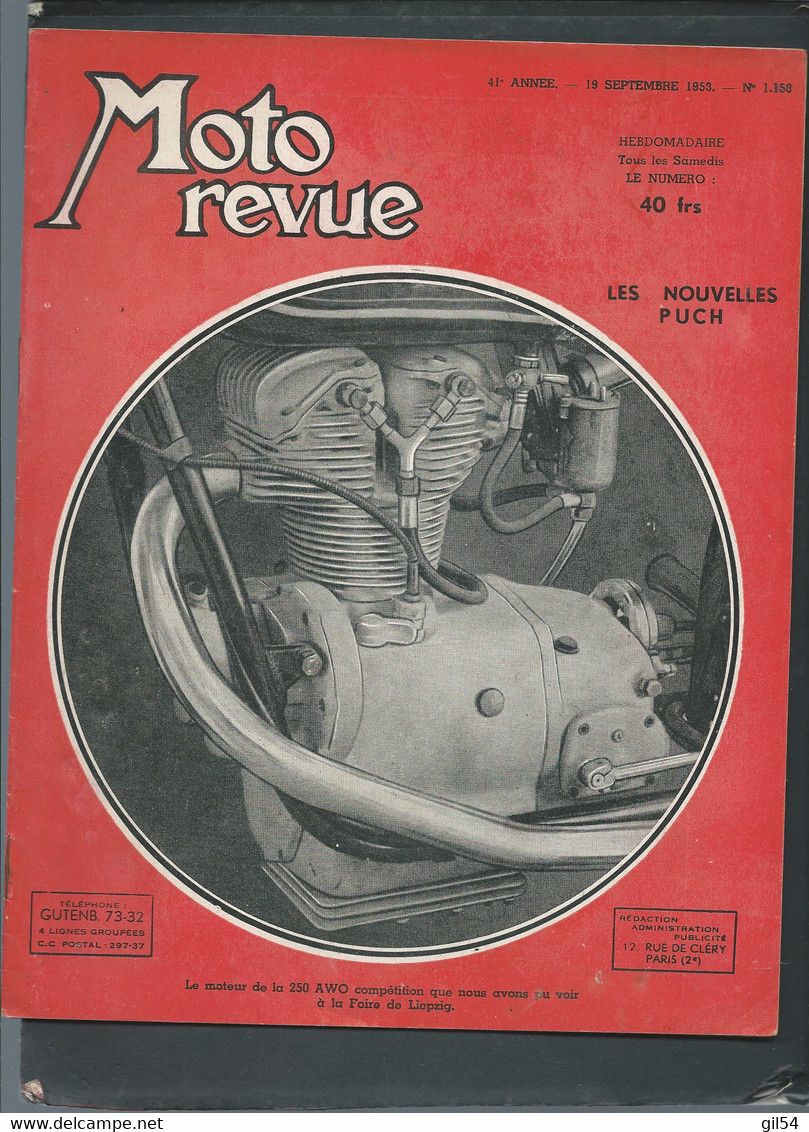 Moto Revue -  41 è Année - 119/091953 - N° 1153  -  Les Nouvelles Puch     - Moto32 - Motorrad