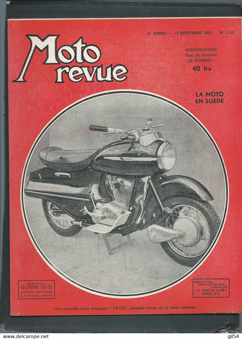 Moto Revue -  41 è Année - 12/091953 - N° 1152  -  La Moto En Suede     - Moto32 - Motorrad