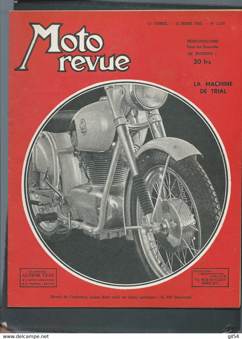 Moto Revue -  41 è Année - 21/031953 - N° 1128  -  La Machine De Trial     - Moto32 - Moto