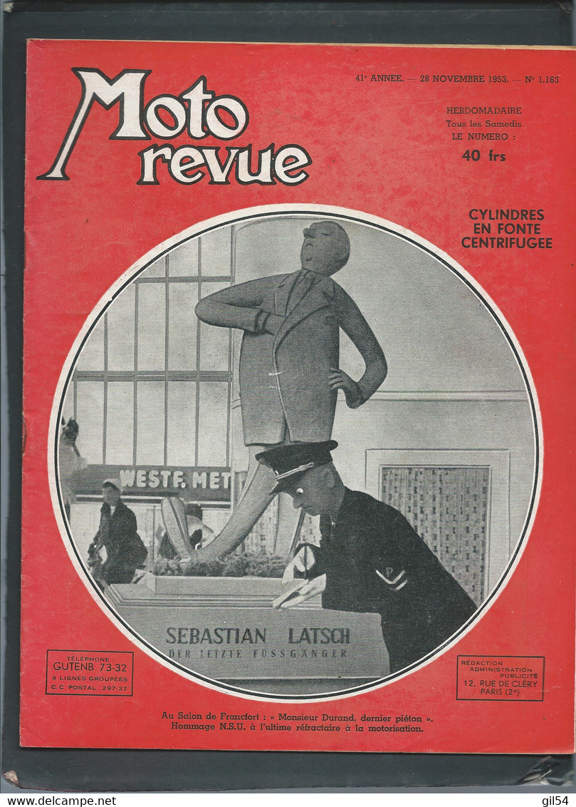 Moto Revue -  41 è Année -28/11/1953 - N° 1163  - Cylindres En Fonte Centrifugée     - Moto32 - Motorrad