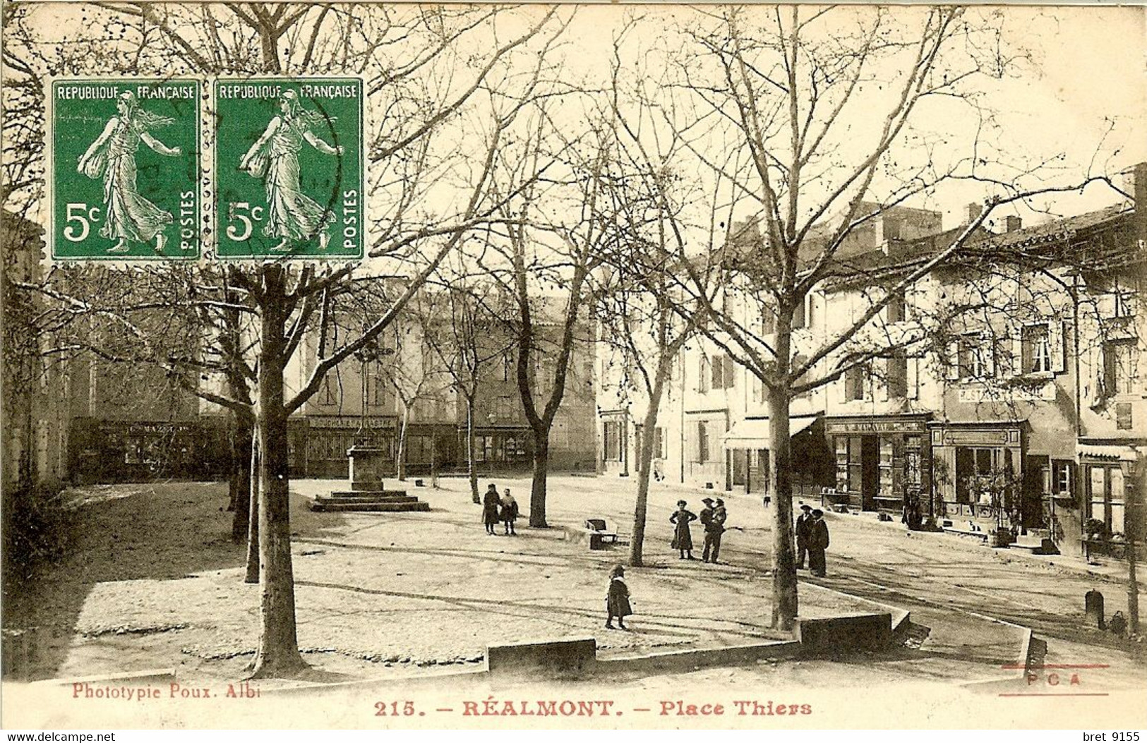 81 REALMONT LA PLACE THIERS LA BOUCHERIE DERRIERE LA CROIX EN 1912 - Realmont