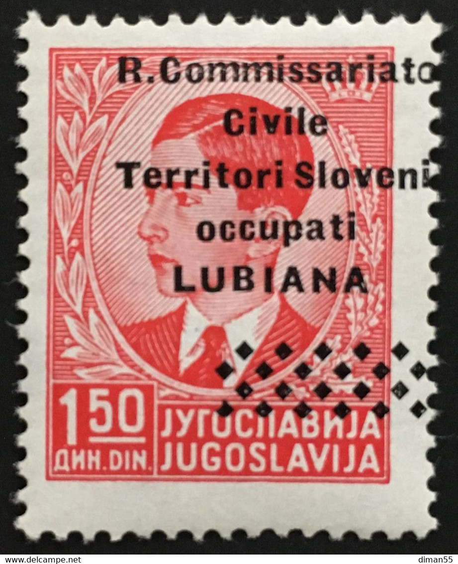 LUBIANA Occ. Italiana - Sassone N.21 Varietà SOPRASTAMPA SPOSTATA In Alto A Destra Cv 120 Euro - Gomma Integra - MNH** - Lubiana