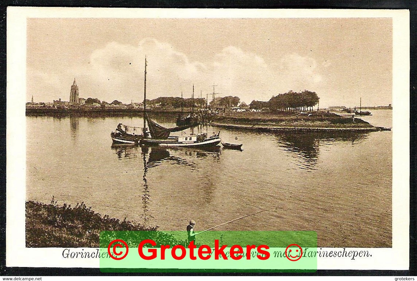 GORINCHEM Vluchthaven Met Marineschepen Ca 1925 - Gorinchem