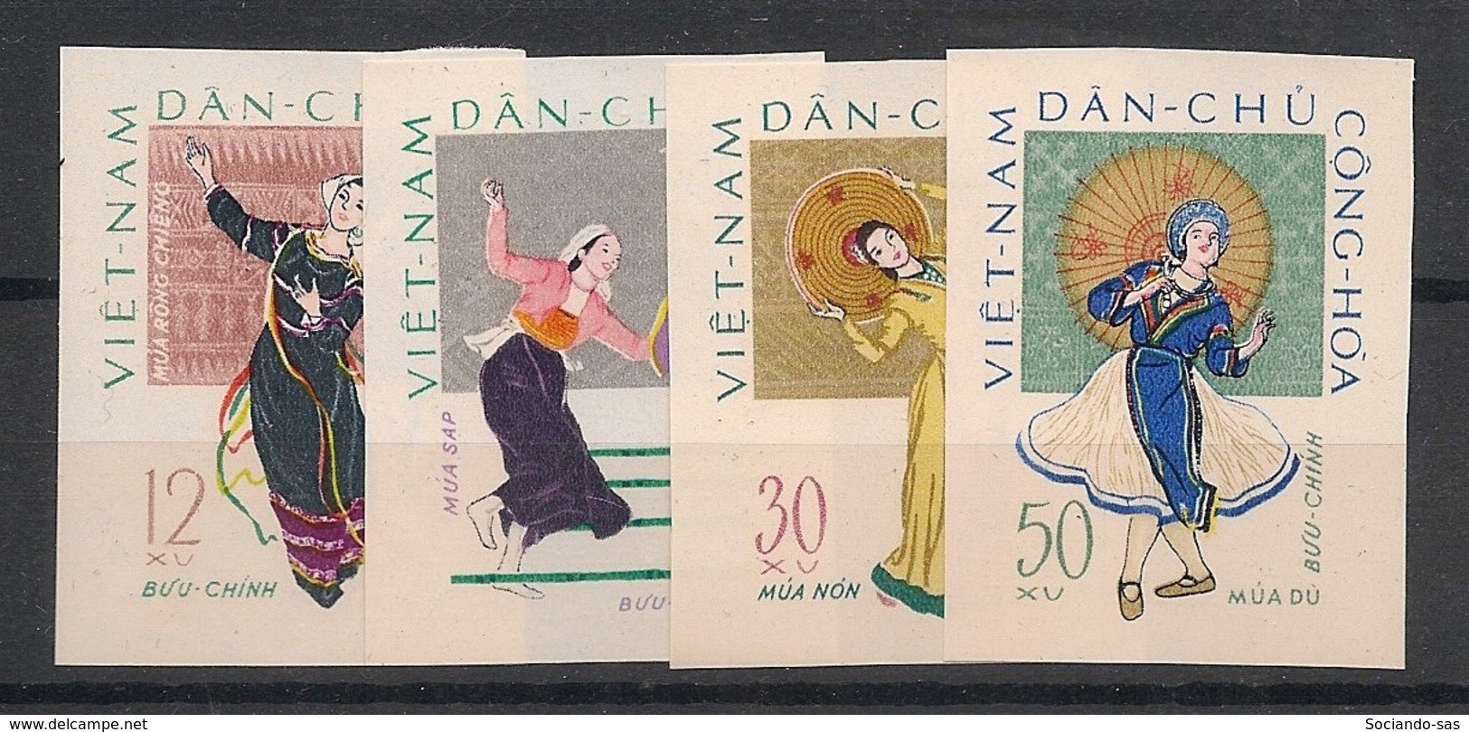 North Vietnam - 1962 - N°Yv. 258 à 261 - Danses Populaires - Non Dentelé / Imperf. - Neuf Luxe ** / MNH / Postfrisch - Viêt-Nam